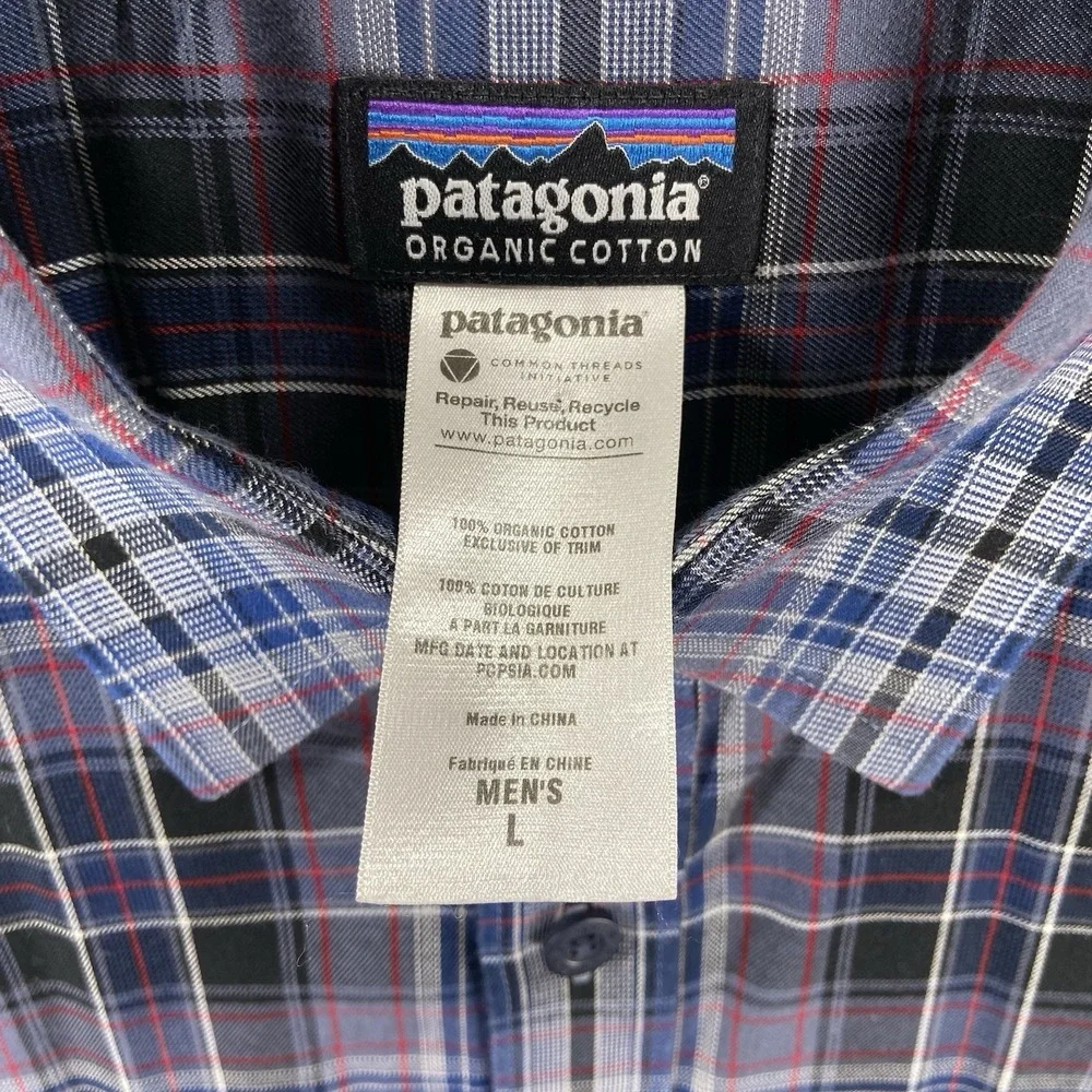 Patagonia Shirt men's Large Button Up Organic Cotton Long Sleeve Plaid Purple